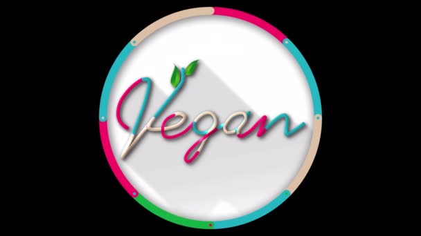 Vegan Vegan Friendly Overlay Clips Colorful Flat Design Concept Long — 图库视频影像
