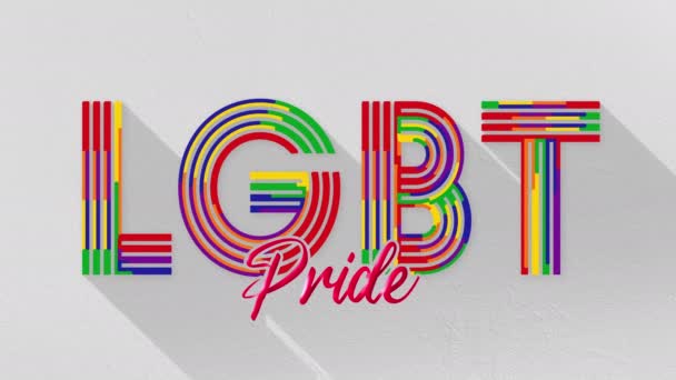 Lgbt Pride Animated Titles White Background Rainbow Colorido Linhas Forma — Vídeo de Stock
