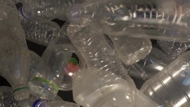Plastic Bottles Being Dumped Concept Reducing Recycling Microplastic Pollution Single — Stock video