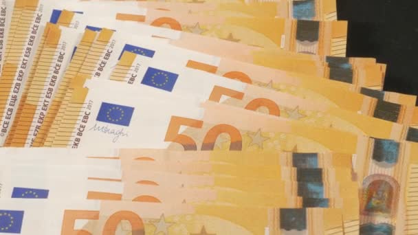 50ユーロ紙幣パック 2枚のスライダーショット — ストック動画