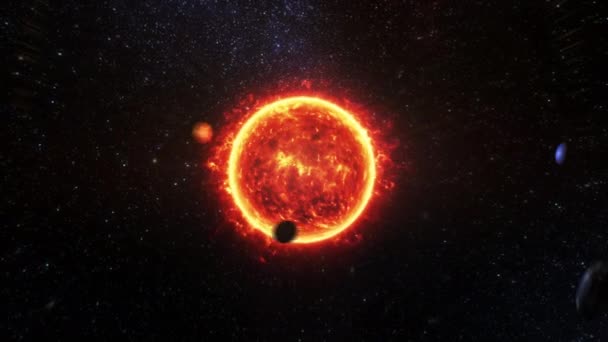 Uzayda Güneş Sistemi Güneş Yörüngesinde Dönen Gezegenlerin Temsili — Stok video