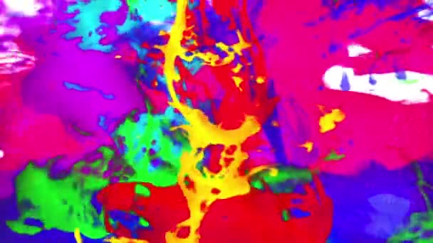 Krásné Pozadí Mnohobarevné Kapky Inkoustu Tekoucí Vodě — Stock video