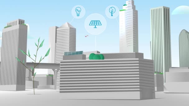 Modern Zöld Környezetbarát Közlekedés Megújuló Energiaforrásokkal Való Együttélés Újrahasznosítás Elektromos — Stock videók