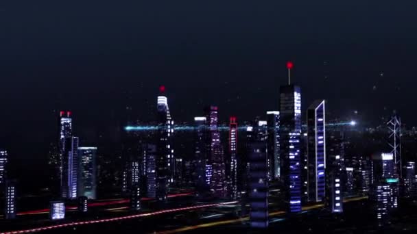 밤하늘 입자로 크리스마스 트리와 시즌을 건물의 도시의 그래픽 행복한 — 비디오