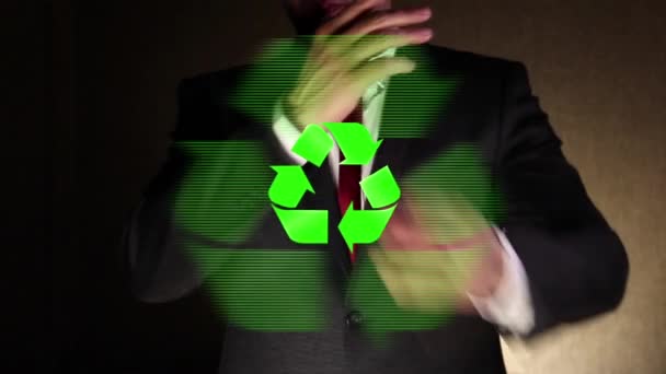 Empresário Está Investindo Tecnologia Reciclagem Processos Proteção Ambiental — Vídeo de Stock