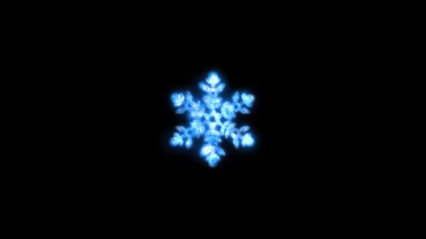 一个闪烁着雪花和镜片的明亮的蓝色背景上有一个 新年快乐 的银质头衔 — 图库视频影像