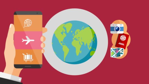 Aplikacja Travel Aplikacja Mobilna Praktycznymi Informacjami Temat Wakacji Wycieczek Usług — Wideo stockowe