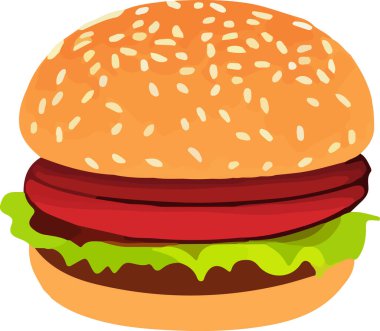 Illustration of a Cheeseburger on a White Background.