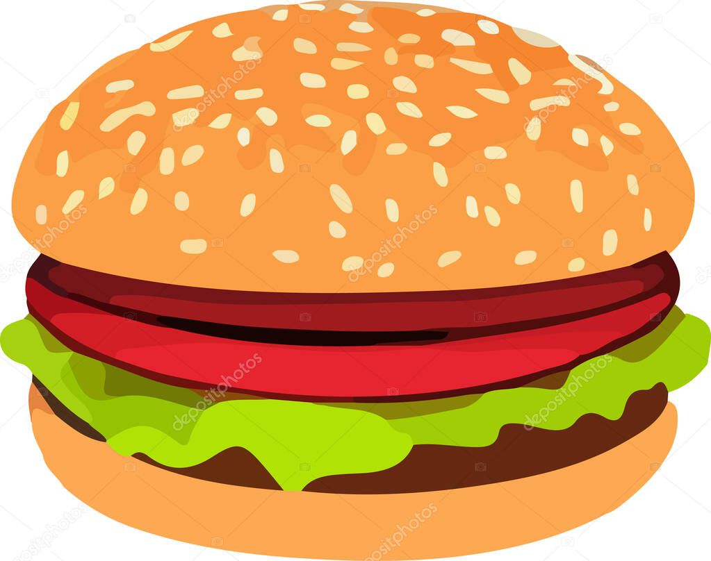 Illustration of a Cheeseburger on a White Background.