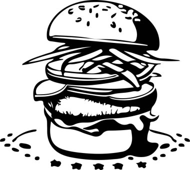 Fast Food Hamburger Vector Illustration for Vinyl Cutting. This vector art features a delicious fast food hamburger with all the fixings. The design is perfect for use on vinyl cutting machines to create high-quality decals.