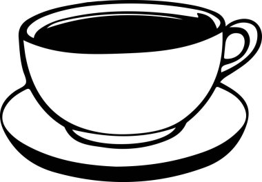 Minimalist Black and White Cup of Tea or Coffee with Steam Vector Illustration. This vector art depicts a black and white cup of tea or coffee with steam rising from it. The simple yet elegant design captures the warmth and comfort of a hot beverage.