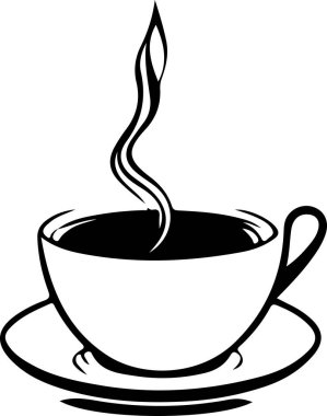 Minimalist Black and White Cup of Tea or Coffee with Steam Vector Illustration. This vector art depicts a black and white cup of tea or coffee with steam rising from it. The simple yet elegant design captures the warmth and comfort of a hot beverage.