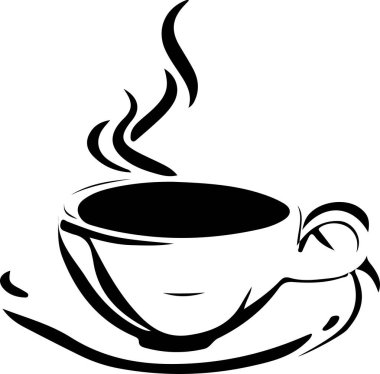 Minimalist Black and White Cup of Tea or Coffee with Steam Vector Illustration. This vector art depicts a black and white cup of tea or coffee with steam rising from it. The simple yet elegant design captures the warmth and comfort of a hot beverage.