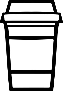 Minimalist Takeaway Coffee Cup Icon on White Background - Vector Illustration