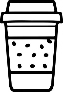 Minimalist Takeaway Coffee Cup Icon on White Background - Vector Illustration
