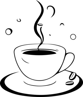 Minimalist Black and White Cup of Tea or Coffee with Steam Vector Illustration. This vector art depicts a black and white cup of tea or coffee with steam rising from it. The simple yet elegant design captures the warmth and comfort of a hot beverage.