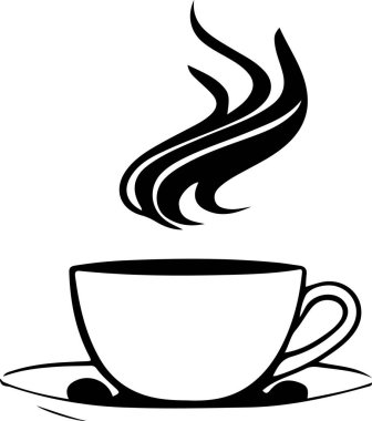Minimalist Black and White Cup of Tea or Coffee with Steam Vector Illustration. This vector art depicts a black and white cup of tea or coffee with steam rising from it. The simple yet elegant design captures the warmth and comfort of a hot beverage.