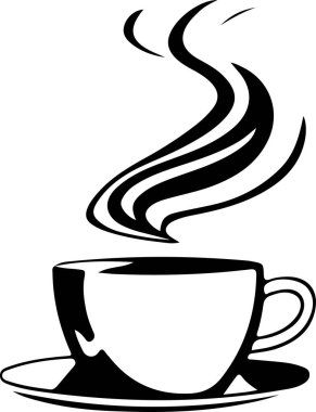 Minimalist Black and White Cup of Tea or Coffee with Steam Vector Illustration. This vector art depicts a black and white cup of tea or coffee with steam rising from it. The simple yet elegant design captures the warmth and comfort of a hot beverage.