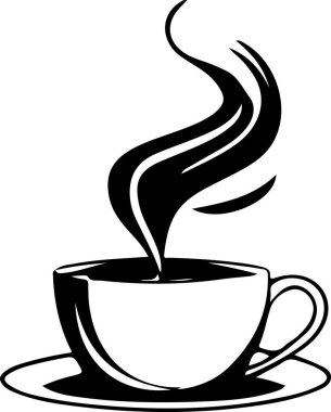Minimalist Black and White Cup of Tea or Coffee with Steam Vector Illustration. This vector art depicts a black and white cup of tea or coffee with steam rising from it. The simple yet elegant design captures the warmth and comfort of a hot beverage.