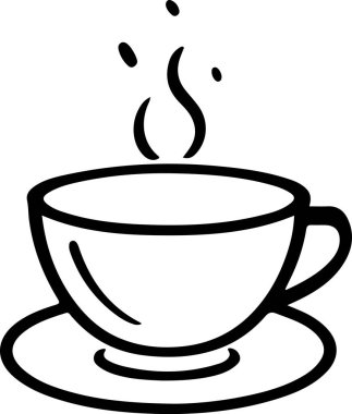 Minimalist Black and White Cup of Tea or Coffee with Steam Vector Illustration. This vector art depicts a black and white cup of tea or coffee with steam rising from it. The simple yet elegant design captures the warmth and comfort of a hot beverage.