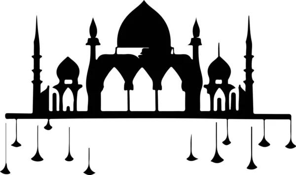 Silueta Masjid Elegante Sobre Fondo Blanco Esta Obra Arte Vectorial — Vector de stock