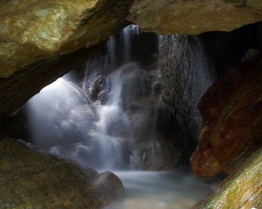      waterfall under the cave                          