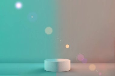 Naneli arkaplanda beyaz yuvarlak podyum
