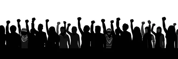 stock image Banner with people silhouettes. Concept of Human rights. Protest against the end of racism. Poster on violation of human rights