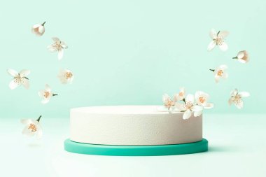 Yasemin çiçekli kozmetik güzellik ürünleri için yuvarlak podyum