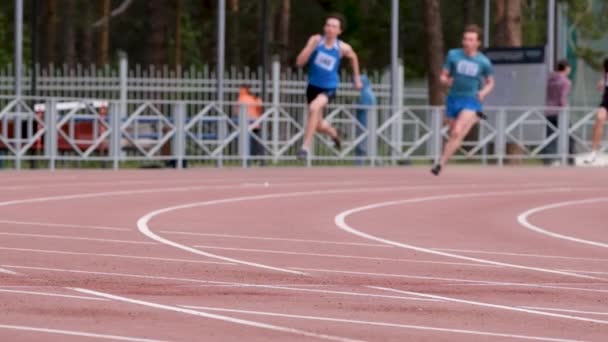 Chelyabinsk Russia June 2022 Group Men Runners Sprint Race Ufd — Stockvideo