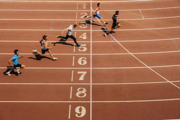 Chelyabinsk Russia June 2022 Men Runners Sprint Race Finish Motion — Stockfoto