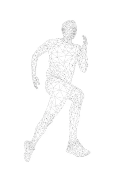 Man Runner Athlete Run Polygon Wireframe Vector — Stock Vector