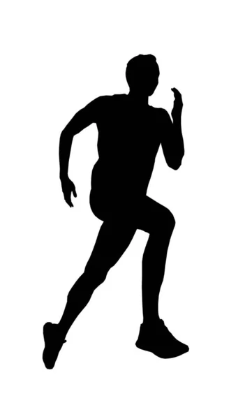 Hombre Corredor Atleta Corriendo Negro Silueta Vector — Vector de stock