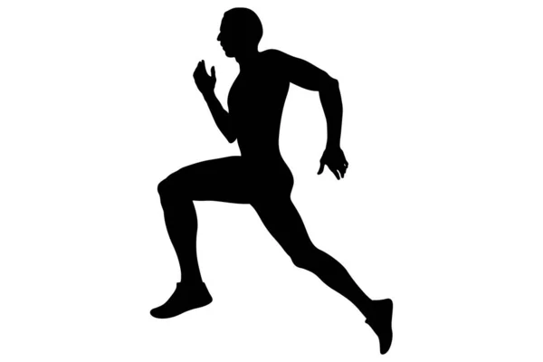 Corredor Más Rápido Atleta Corriendo Silueta Negro — Vector de stock