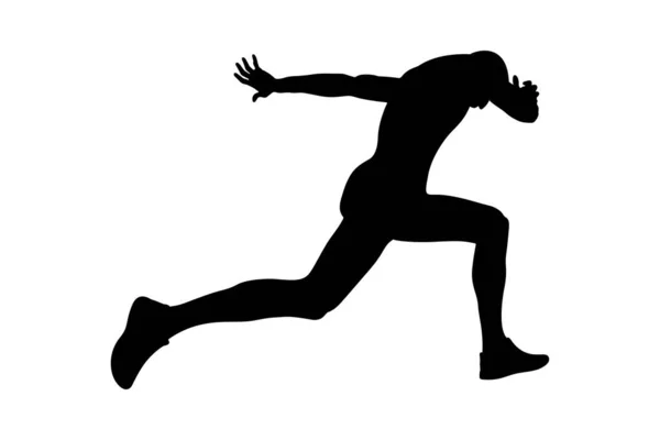 Running Finish Line Athlete Runner Sprinter Black Silhouette — Stock Vector