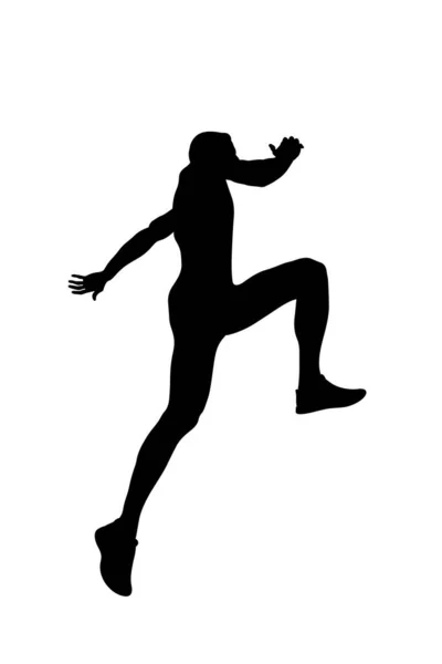 Concept Freedom Man Jump Black Silhouette — Stock Vector