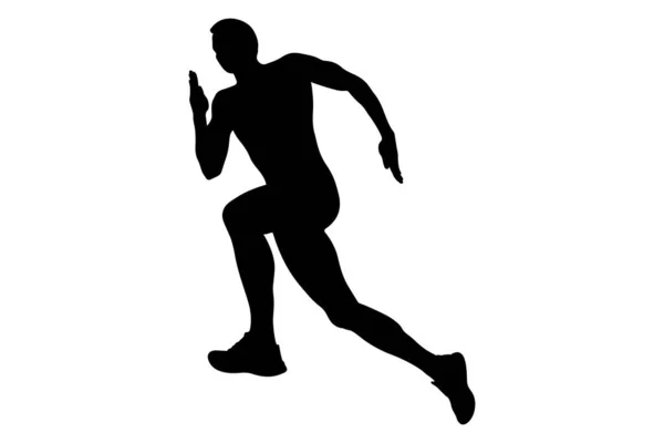 跑上坡运动员男子黑色轮廓 — 图库矢量图片