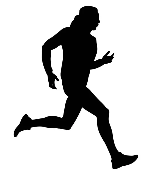 Atleta Uomo Corridore Silhouette Nera — Vettoriale Stock