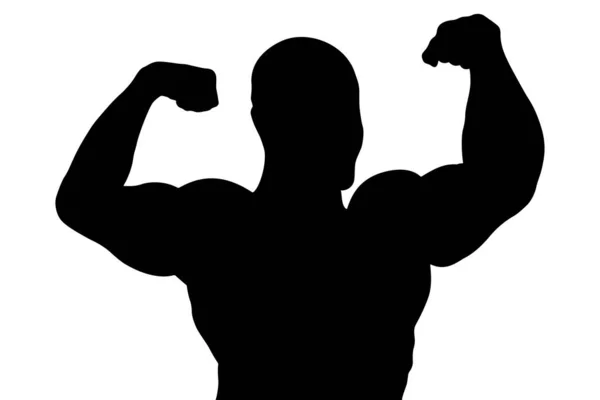 Atleta Bodybuilder Posteriore Doppio Bicipiti Bodybuilding Silhouette Nera — Vettoriale Stock