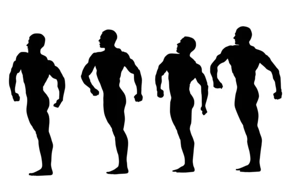 Groupe Athlètes Bodybuilders Posent Dans Compétition Culturisme — Image vectorielle