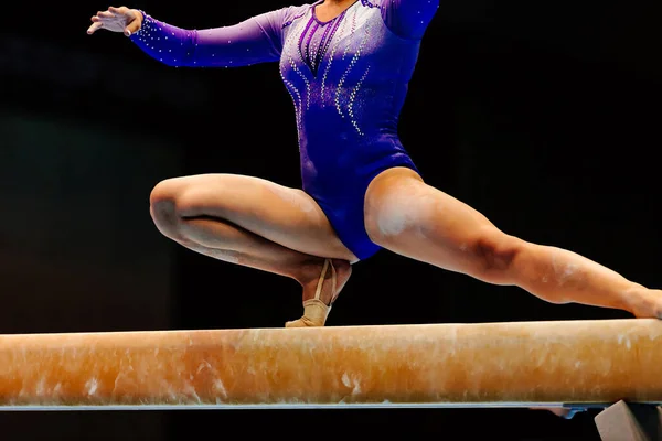 Female Gymnast Athlete Balancing Balance Beam Gymnastics Olympic Sports Included — Stock Photo, Image