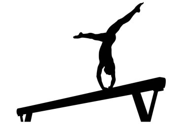 Sanatsal jimnastik jimnastik jimnastikçisi, siyah siluet.