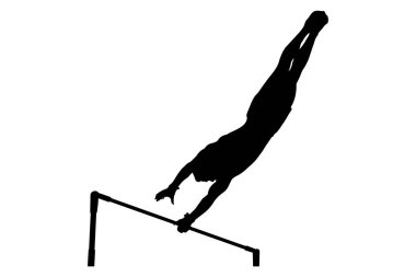 siyah siluet yatay bar jimnastikçisi sanatsal jimnastikte