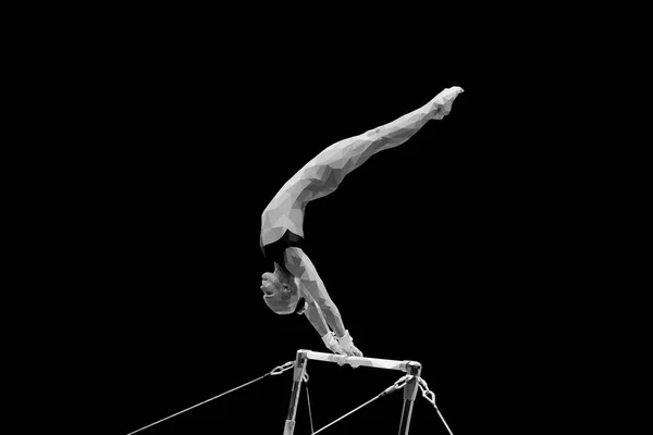 Gymnastique Artistique Femmes Barres Inégales Design Bas Poly — Image vectorielle