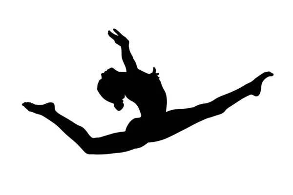 芸術体操の優雅なスプリット跳躍女性体操 — ストックベクタ