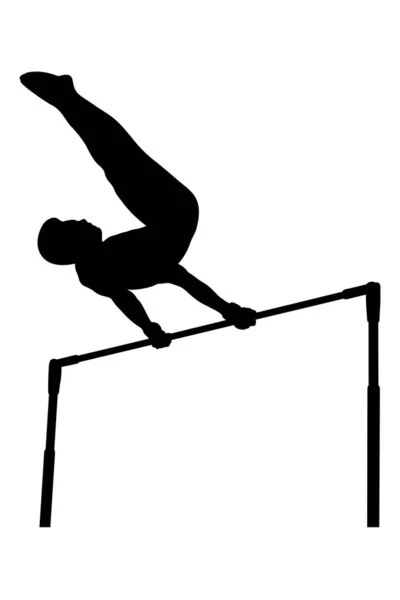 Yatay Bar Erkek Jimnastikçi Sanatsal Jimnastikte — Stok Vektör