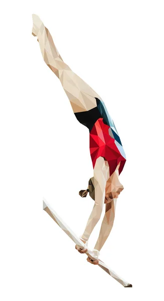 Düz Olmayan Barlarda Kadın Jimnastikçi Sanatsal Jimnastiktir — Stok Vektör