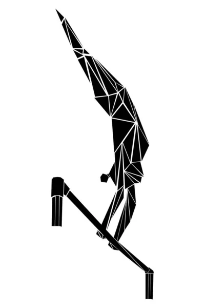 多角形の少女体操の不均一なバー芸術体操で — ストックベクタ