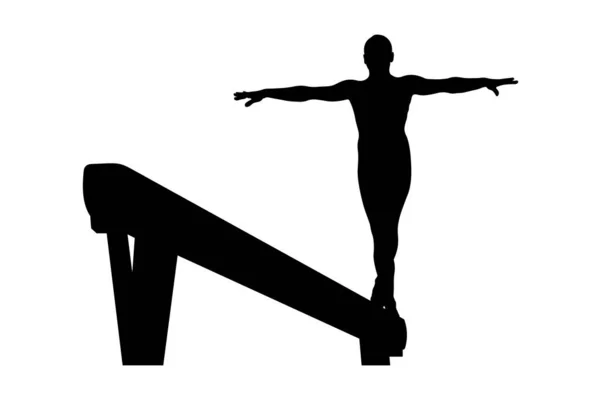 Ισορροπία Δοκός Κορίτσι Γυμναστή Στην Καλλιτεχνική Γυμναστική — Διανυσματικό Αρχείο