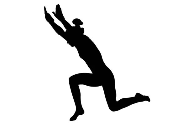 Αθλητής Κορίτσι Άσκηση Πάτωμα Γυμναστικής Διαγωνισμό Μαύρο Σιλουέτα — Διανυσματικό Αρχείο